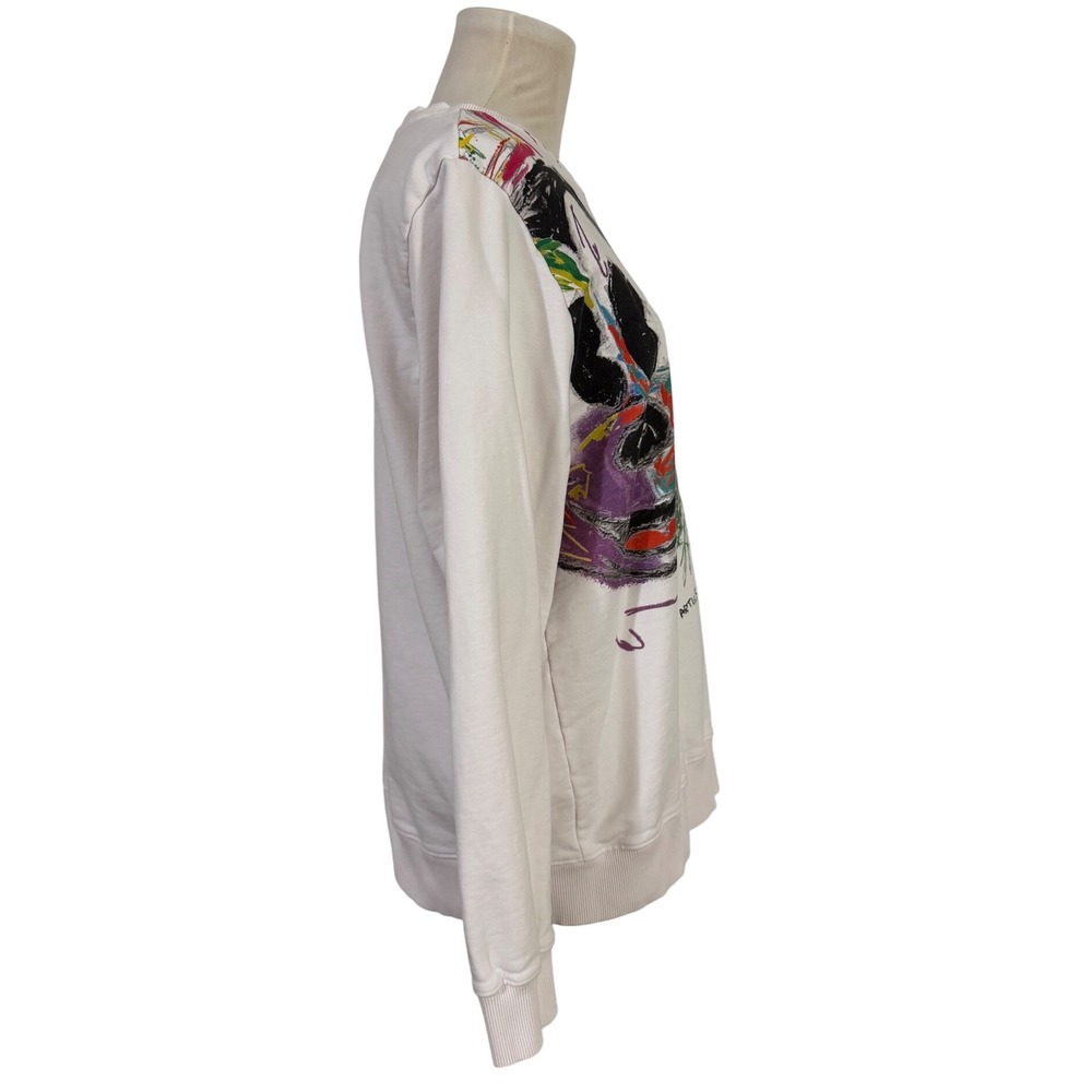 Desigual Mickey Mouse Crazy Art Graphic Sweatshirt XL White Long Sleeve Graphic - Picture 3 of 8